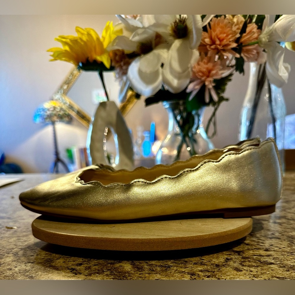 ***SOLD***Sam & Libby Sz 7 Gold Ballet Flats Cinderella Girlhoodcore Metalli - Picture 5 of 10